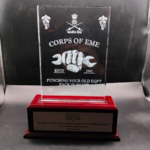 Crystal Trophy With Wooden Base LED