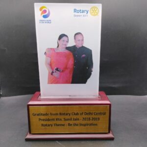 Crystal Trophy With Wooden Base LED