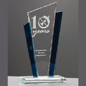 Glass Crystal 10 Year Trophy