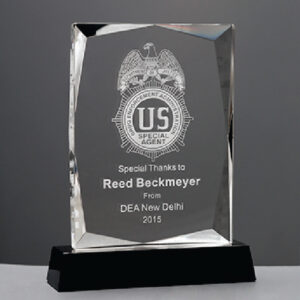 Clear Crystal Block With Faceted Edges